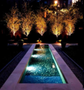 Craftsmanship in nocturnal oasis creation - Martin's landscape lighting at its best.